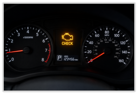 Picture of the check engine light on a car, showing that we can diagnos and repair whatever code we find during diagnostics